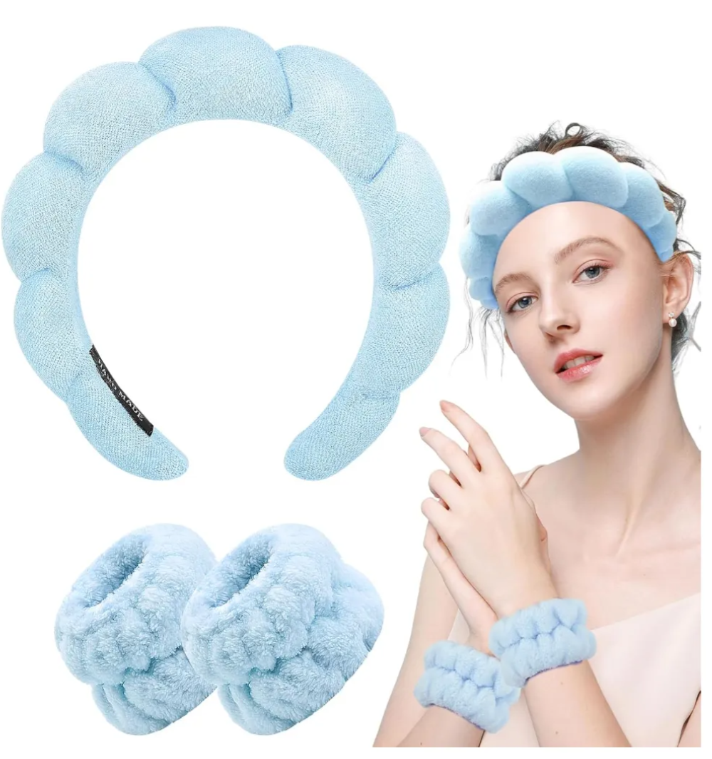 SET DIADEMA Y MUÑEQUERAS SUAVES PARA MAQUILLAJE Y SKIN CARE ZJ225448 - Imagen 2