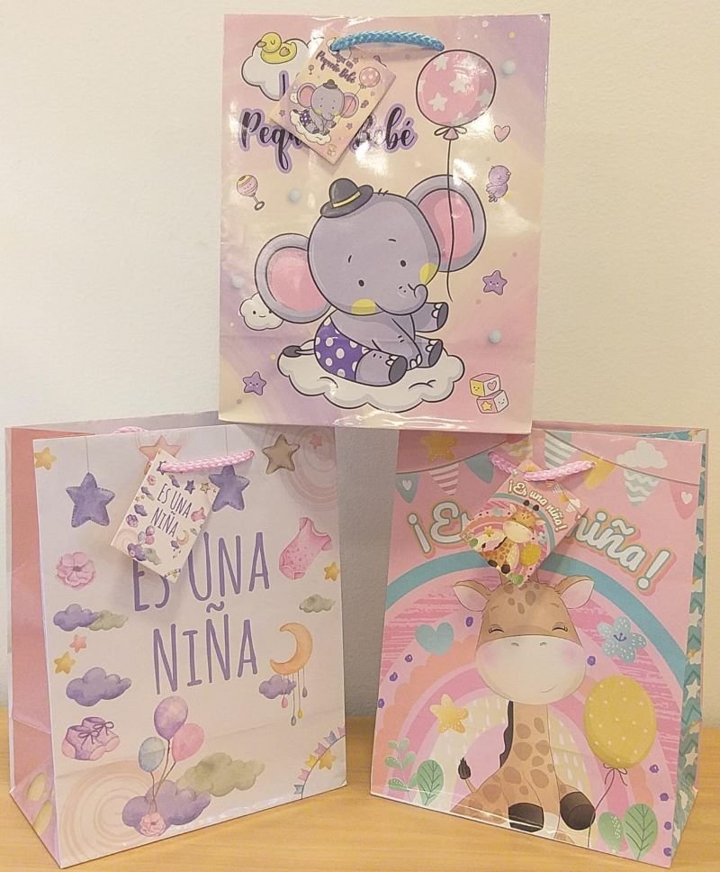 BOLSAS DE REGALO PARA BABY SHOWER NIÑA - 23CM X 18CMS - 13-517 - Imagen 3