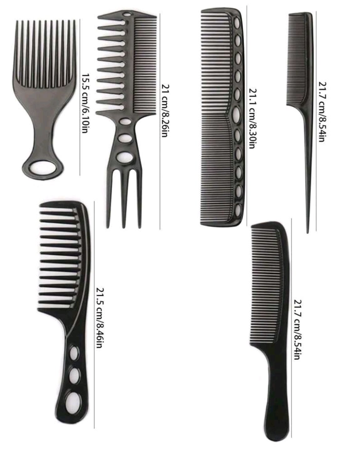 KIT DE 6 PEINES LISOS PARA EL CABELLO ZJ220857 - Imagen 4