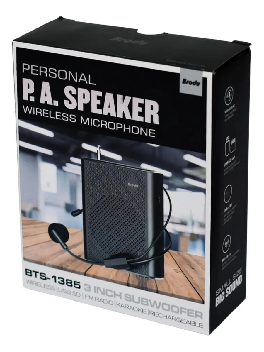 PARLANTE PORTÁTIL BRODU CON MICRÓFONO ALÁMBRICO BTS-1385 1000072 - Imagen 2