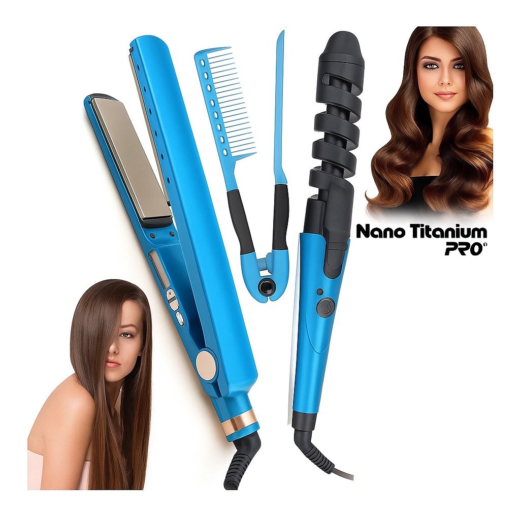 COMBO PLANCHA NANO TITANIUM PRO COMBO PLANCHA +RIZADOR+PEINILLA PARA PLANCHAR  074108141453 - Imagen 2