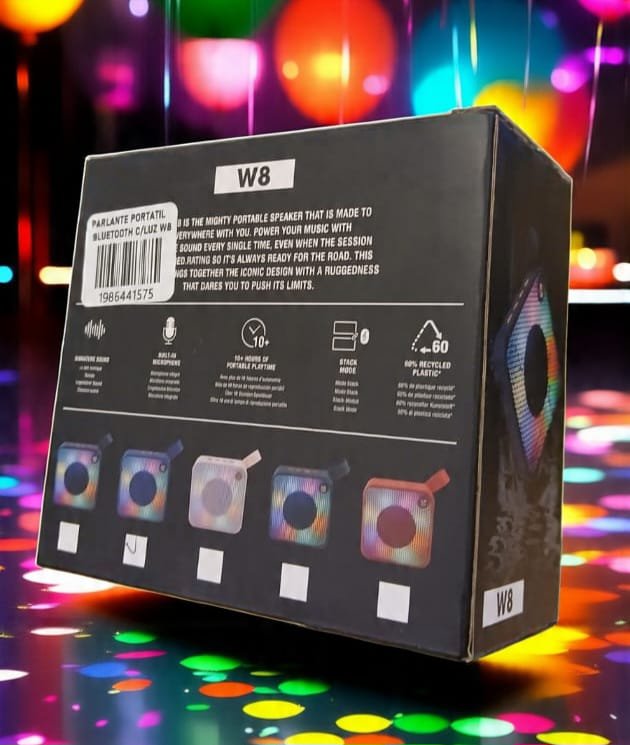 PARLANTE PORTATIL BLUETOOTH C/LUZ W8 - Imagen 3