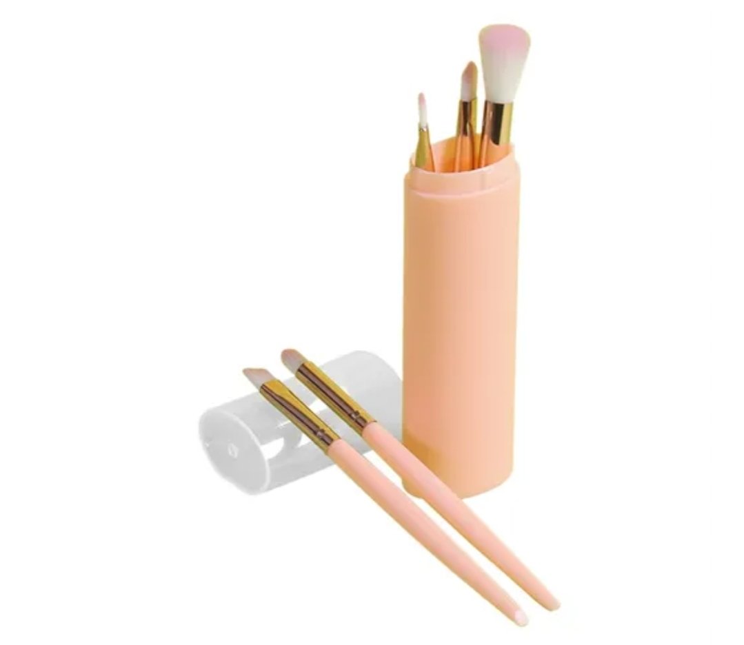 SET DE BROCHAS DE MAQUILLAJE CON ESTUCHE TUBULAR – COLOR DURAZNO ZJ225441 - Imagen 2
