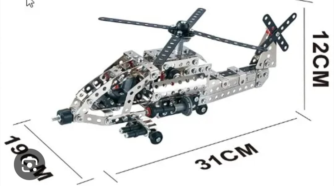 JUGUETE HELICOPTERO APACHE DE ENSAMBLE 311 PIEZAS METALICAS  530 - Imagen 3