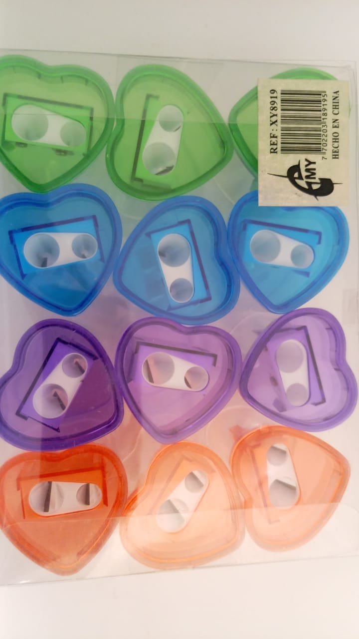 SACAPUNTA CORAZÓN DOBLE CON DEPÓSITO PRECIO X UNIDAD  - 4 COLORES - XY8919 - Imagen 2