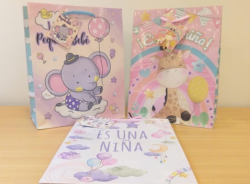 BOLSAS DE REGALO PARA BABY SHOWER NIÑA - 23CM X 18CMS - 13-517 - Imagen 2