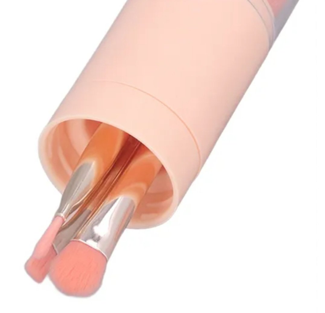 SET DE BROCHAS DE MAQUILLAJE CON ESTUCHE TUBULAR – COLOR DURAZNO ZJ225441 - Imagen 4